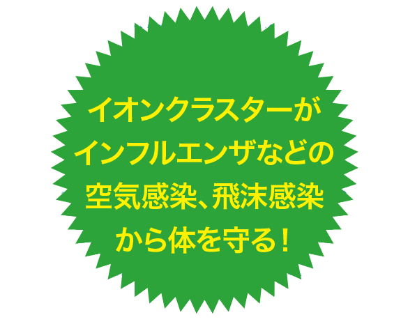 イオンクラスターがインフルエンザなどの空気感染、飛沫感染から体を守る！